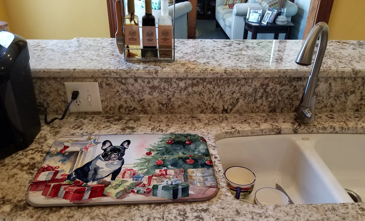 French Bulldog Cozy Christmas Dish Drying Mat Absorbent Dish Drying Mat Pad for - Image 2