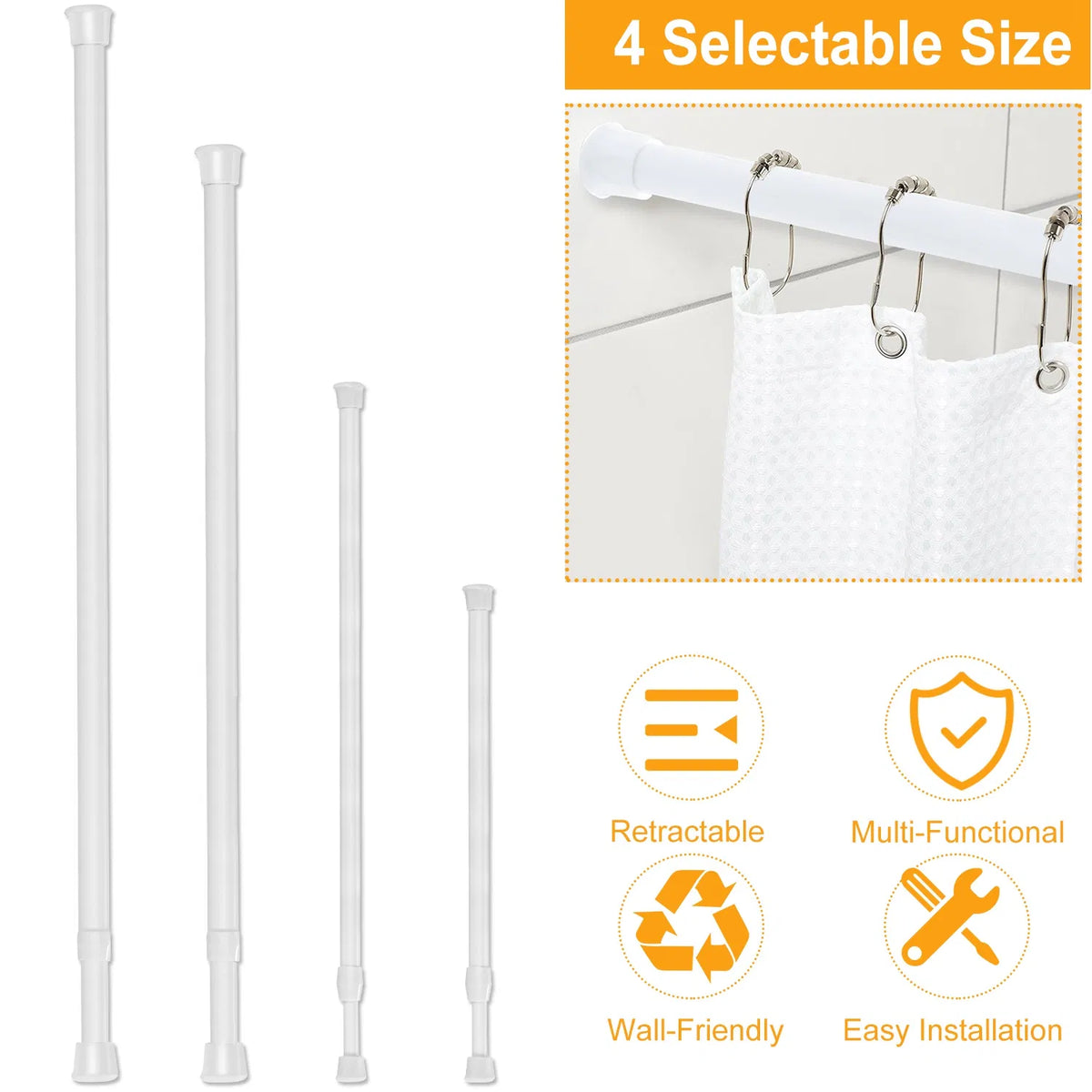 Heavy Duty Tension Curtain Rod Non Slip Carbon Steel Spring Loaded Curtain Rod - Image 5