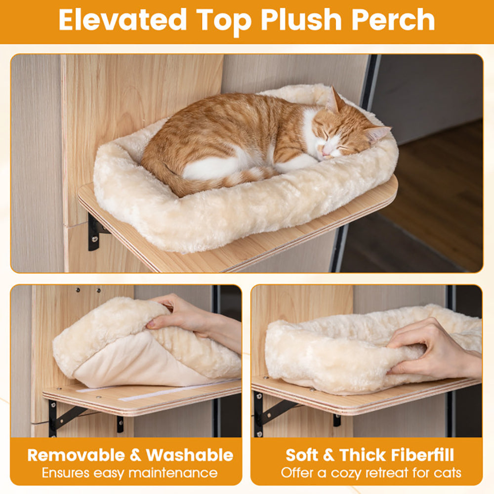 Door Hanging Cat Climber 4 level Height Adjustable With Plush Bed Teasing Ball