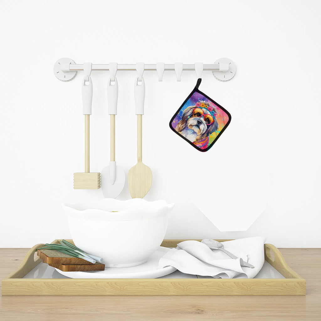 Shih Tzu Hippie Dawg Pair of Pot Holders Kitchen Heat Resistant Pot Holders - Image 3