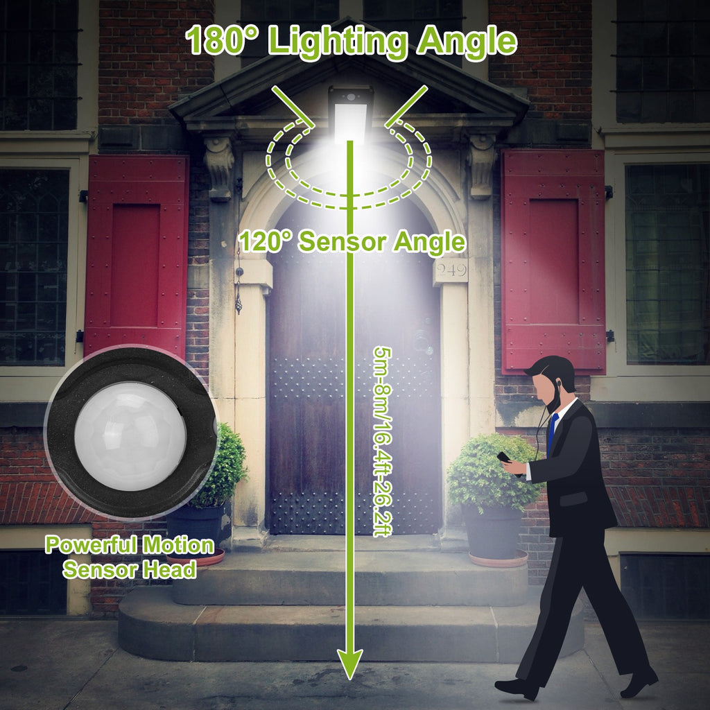 Solar Wall Light Outdoor 60LEDs PIR Motion Sensor Remote Control Wireless Lamps - Image 5
