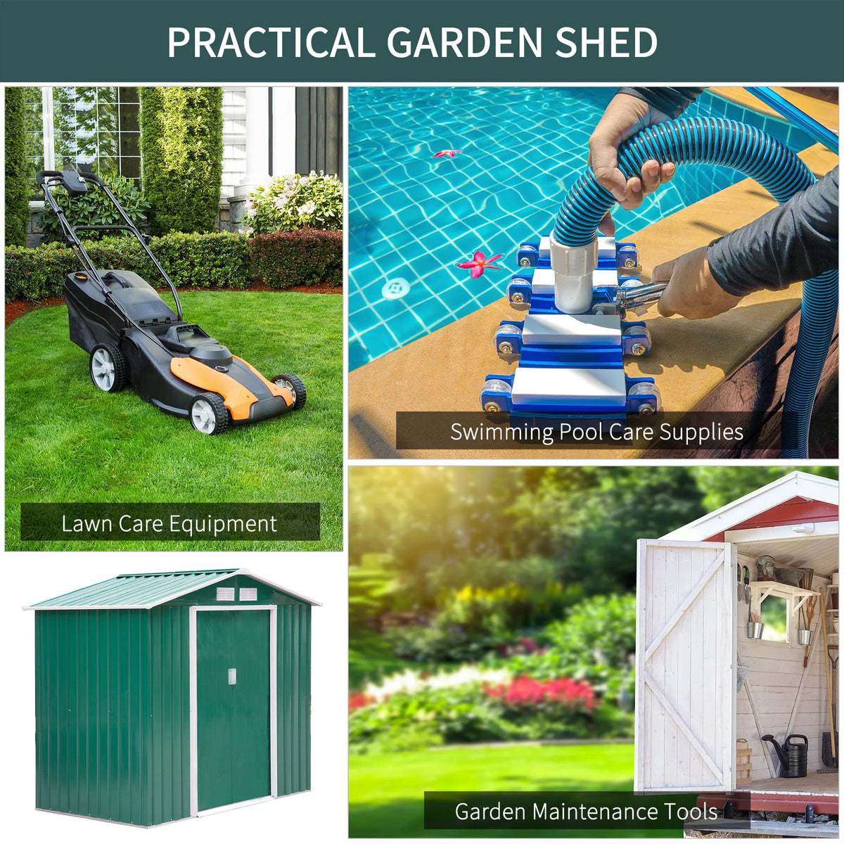 7' x 4' x 6' Garden Storage Shed Outdoor Patio Metal Tool Storage House w/ - Image 4