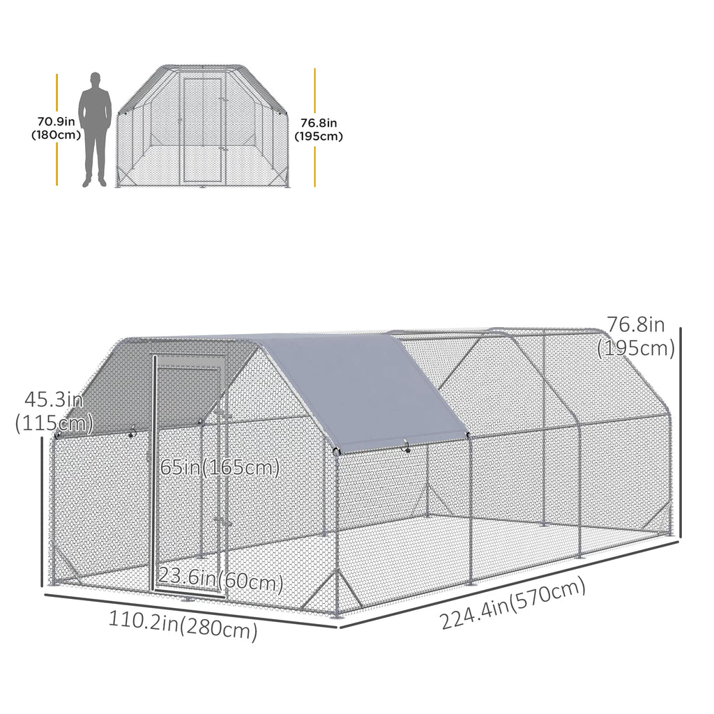 Chicken Run Galvanized Large Metal Chicken Coop Cage Walk in Enclosure - Image 3