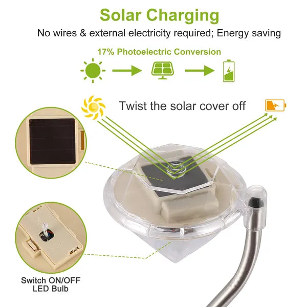 4Pcs Solar Garden Light Outdoor Diamond LED Light IP65 Waterproof Stake - Image 4