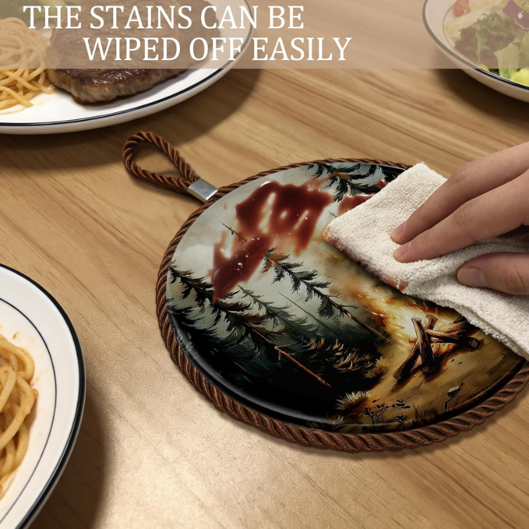 Forest Campfire Ceramic Trivet Decorative Hot Pad For Pots And Pans Heat - Image 4