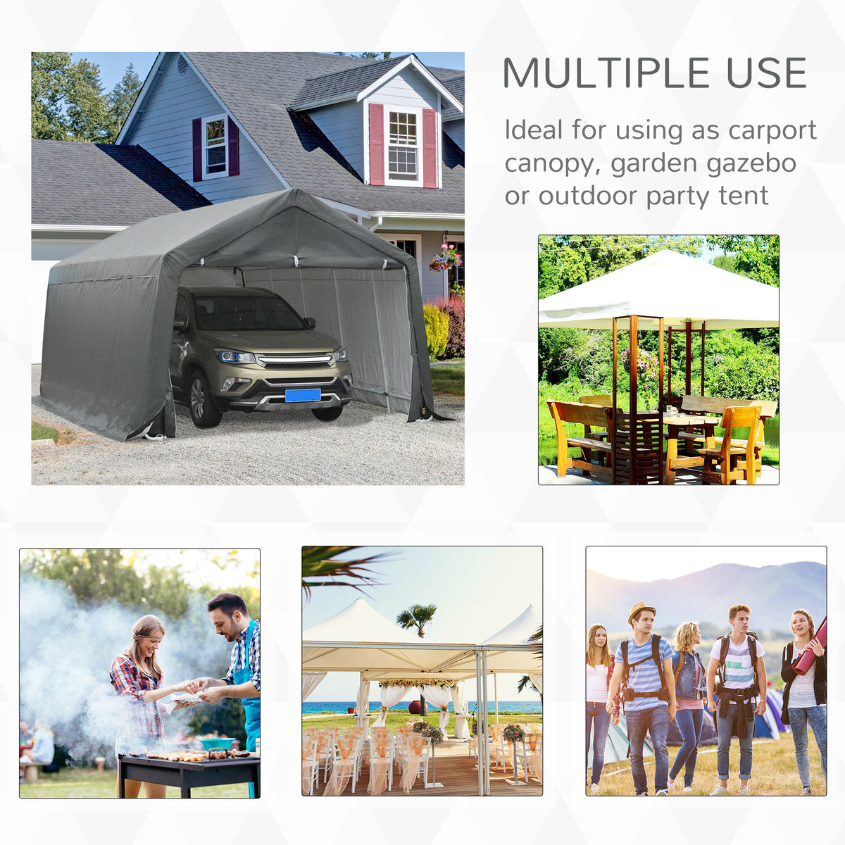 12 x 20 Carport Portable Garage Heavy Duty Storage Tent Patio Storage Shelter - Image 3