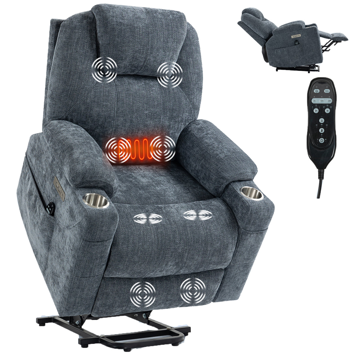 Up to 350 LBS Chenille Power Lift Recliner Chair Heavy Duty Motion Mechanism - Image 2