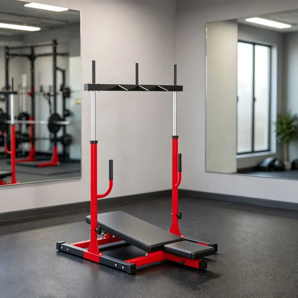 Heavy Duty Red Vertical Leg Press Machine with Adjustable Leg Back & Head