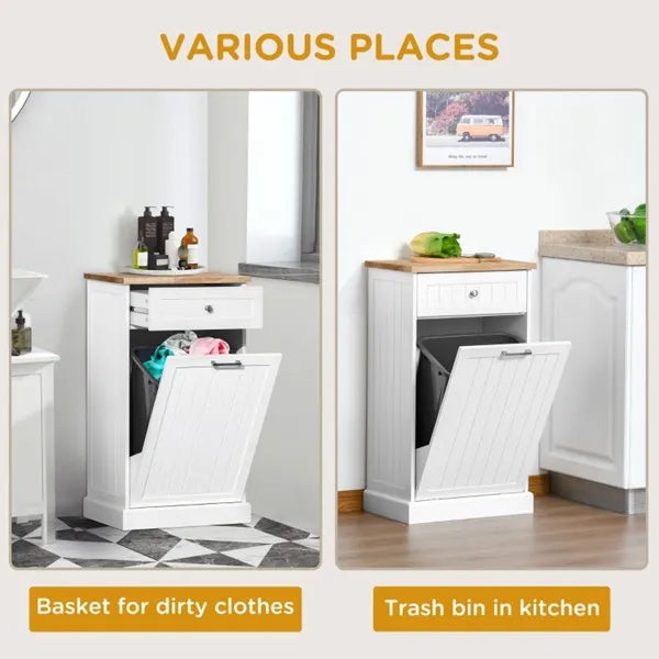 Kitchen Tilt Out Trash Bin Cabinet Free Standing Recycling Cabinet Trash Can - Image 2