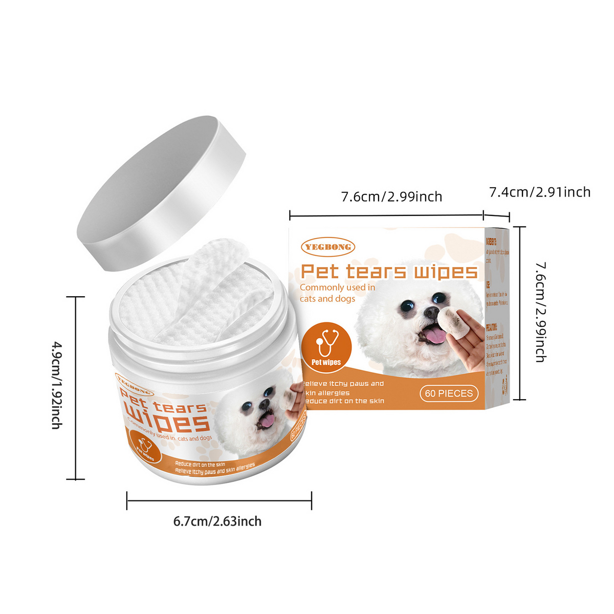 Yegbong Pet Wipes Clean Dogs And Cats Tear Stains Eye Cleaning Wipe Eye Dirt - Image 2