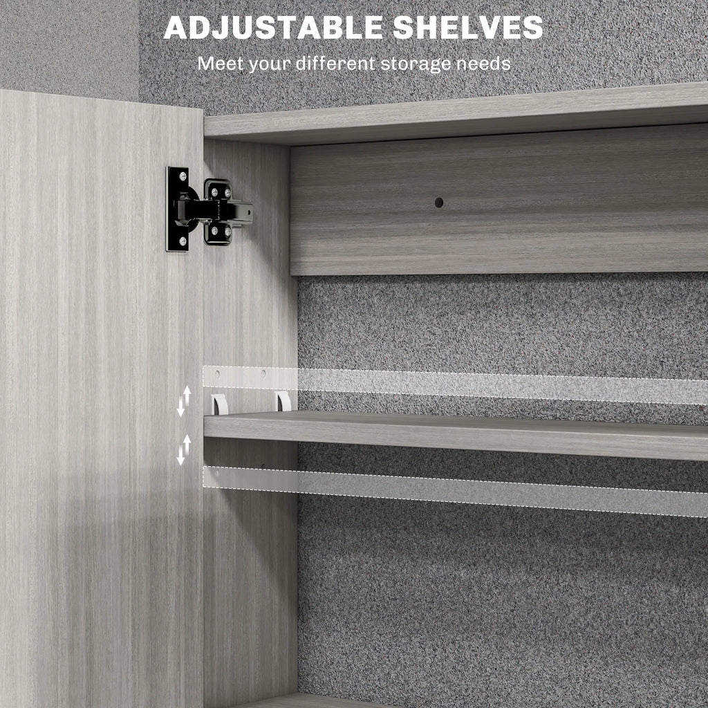 Bathroom Mirror Cabinet Wall Mounted Storage Organizer with Double Doors - Image 3