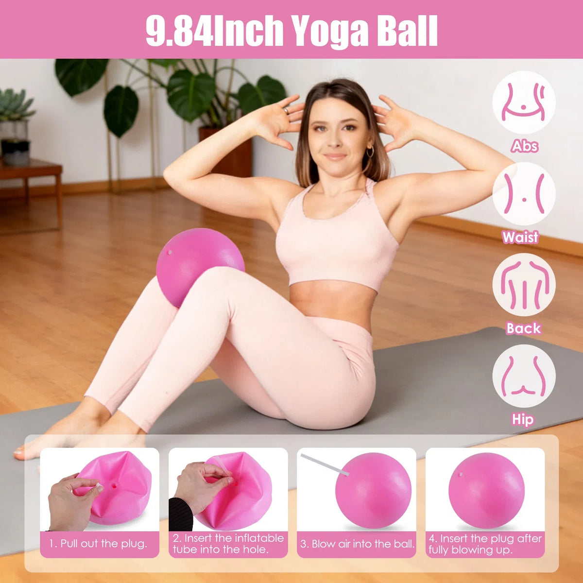 14Pcs Pilates Ring Set with Resistance Bands Yoga Ball Non Slip Socks - Image 5