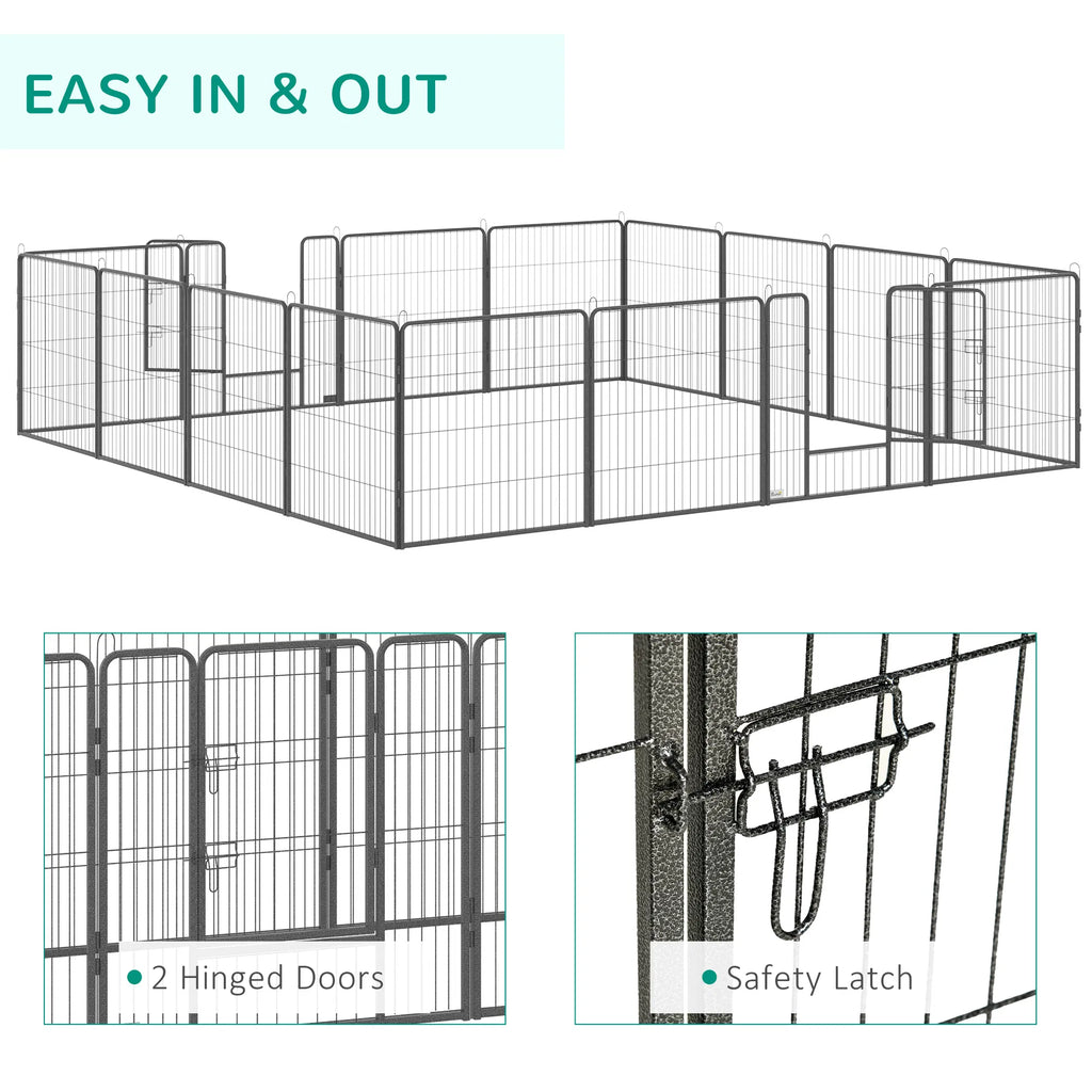 Heavy Duty Pet Playpen 16 Panels Steel Dog Fence Puppy Exercise Pen with 2