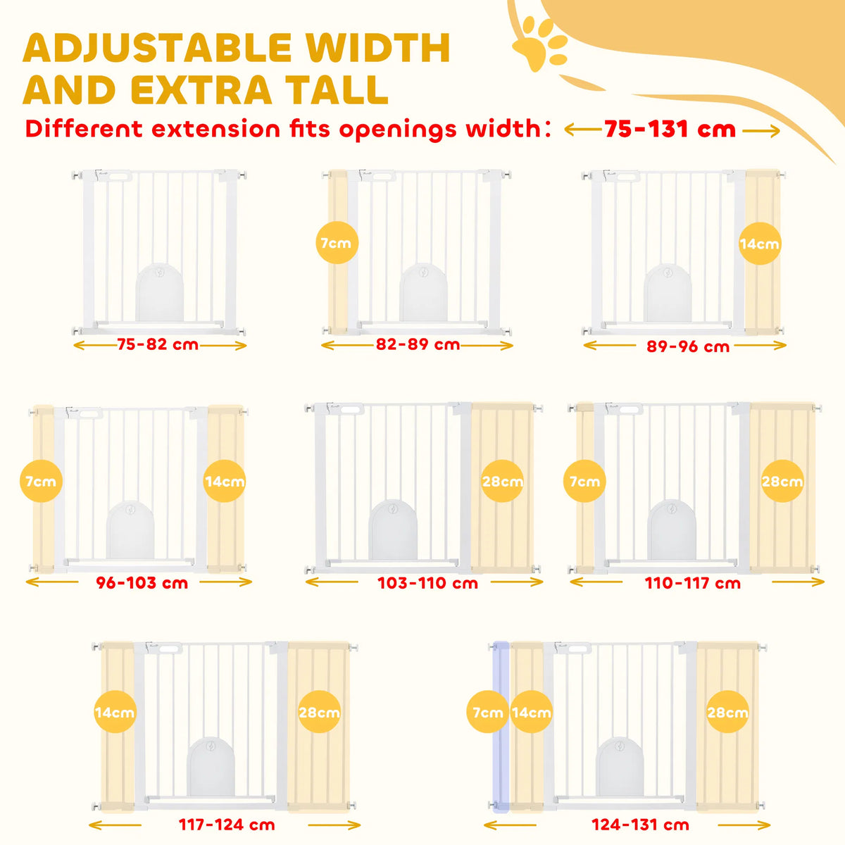30" 52" Extra Wide Pet Gate Barrier with Small Door 30"H Dog Gate with Safety - Image 5