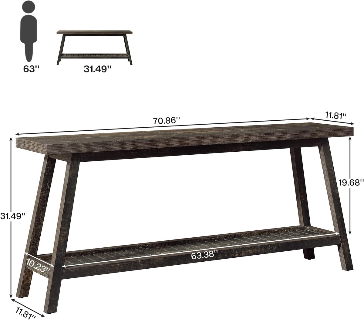 Two-Tier Living Room Sofa Console Table