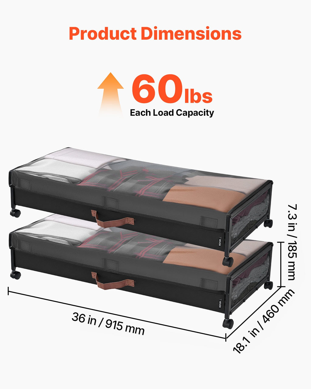 under bed storage with wheels detail and structure