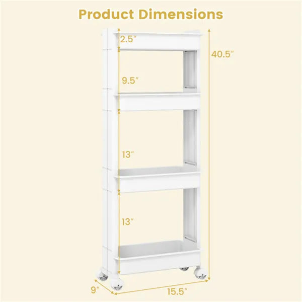 4 Tier DIY Rolling Storage Cart 15.5 X 9 X 40.5 With Detachable Ventilated - Image 4