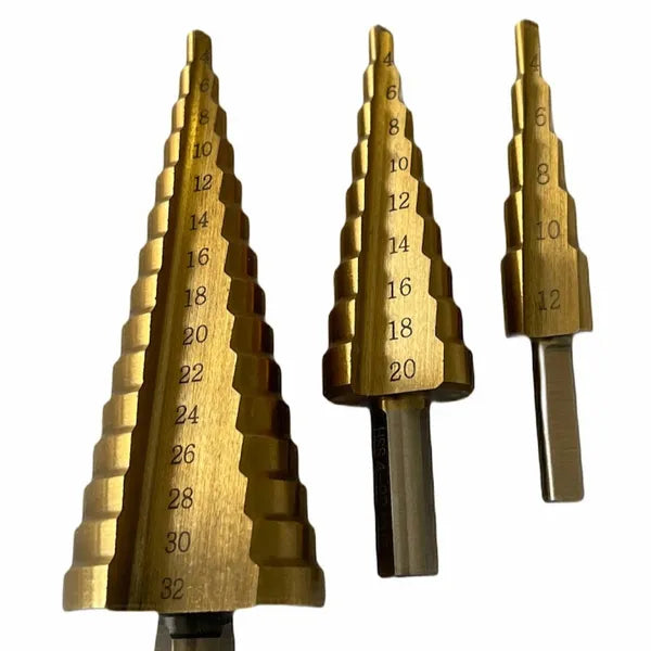 Pagoda Drill Bit 3 piece Set Hexagonal Handle Straight Groove Metric Large 3PC - Image 5