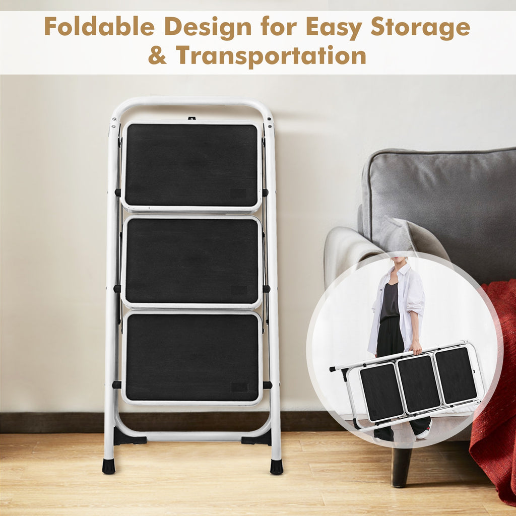 Folding 3 Step Ladder With Handgrip And Anti Slip Platform - Image 4