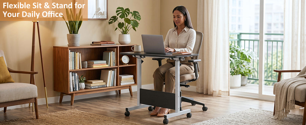 Computer Desk Folding Rolling Multifunction Table With Height Adjustment 90 - Image 5