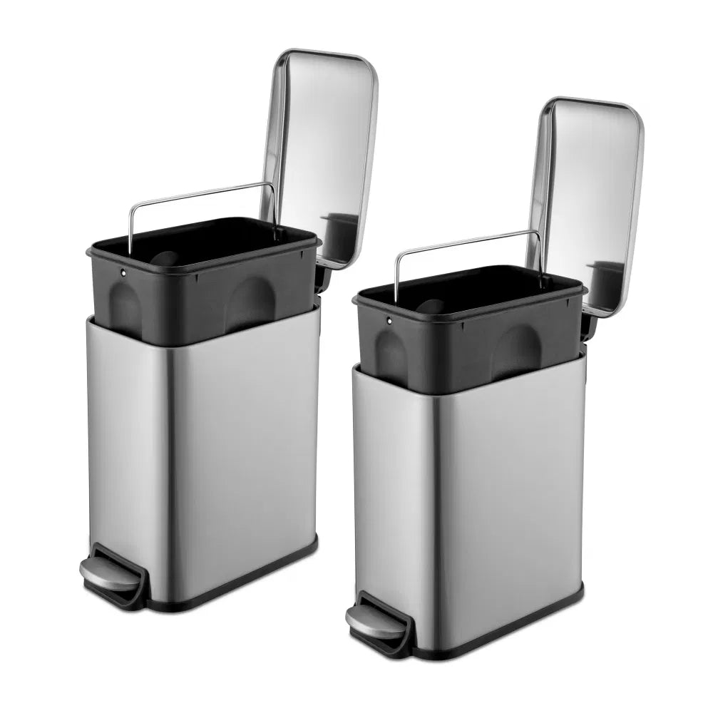 Bathroom Trash Can Combo 1.3 Gallon Stainless Steel Slim Step Garbage Bin with - Image 4