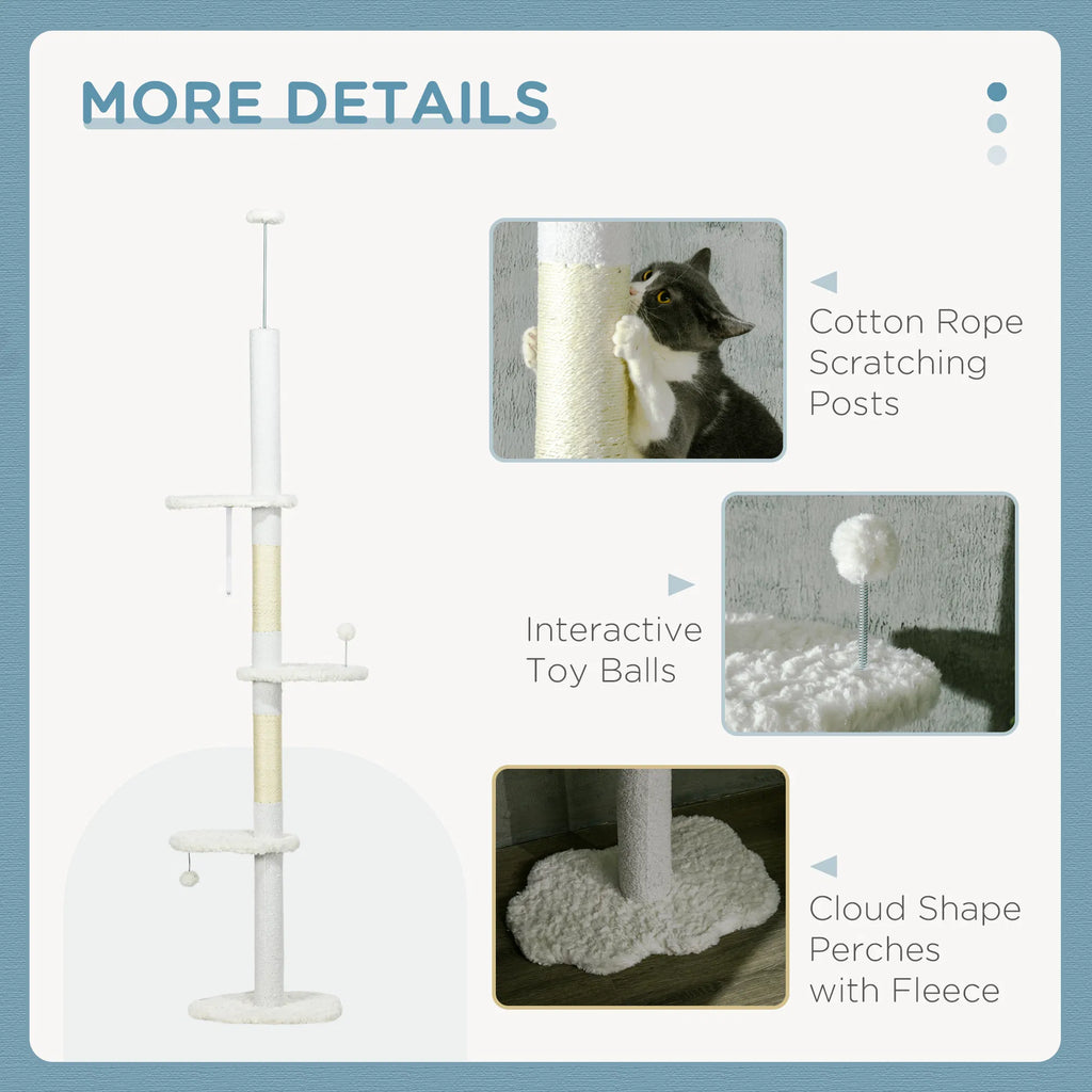 88.5" 100.5" Floor to Ceiling Cat Tree Cat Tower with Scratching Posts Cloud - Image 3