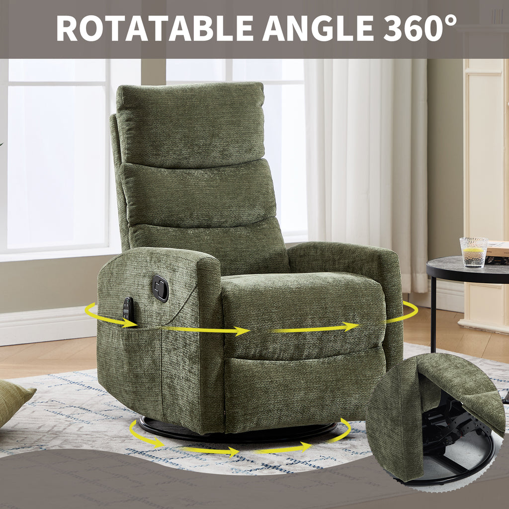 Heat Massage Manual Recliner Chair with Rocker and Swivel in Fabric for Living - Image 4