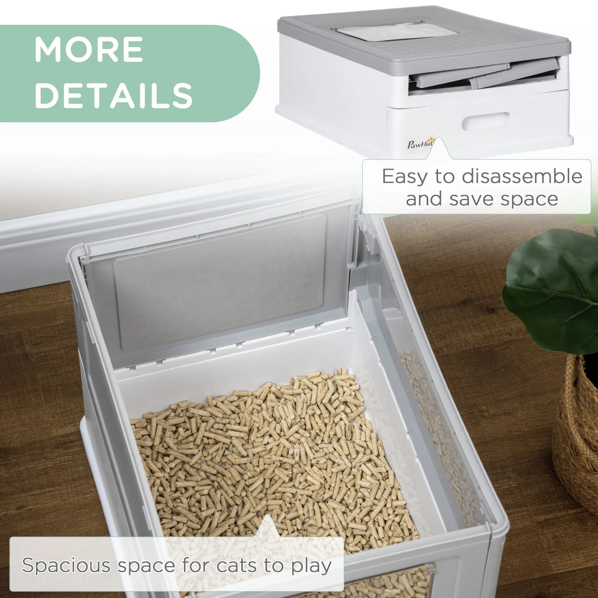 Top Entry Enclosed Kitty Litter Box with Scoop Tray Front Entry Large Space - Image 3