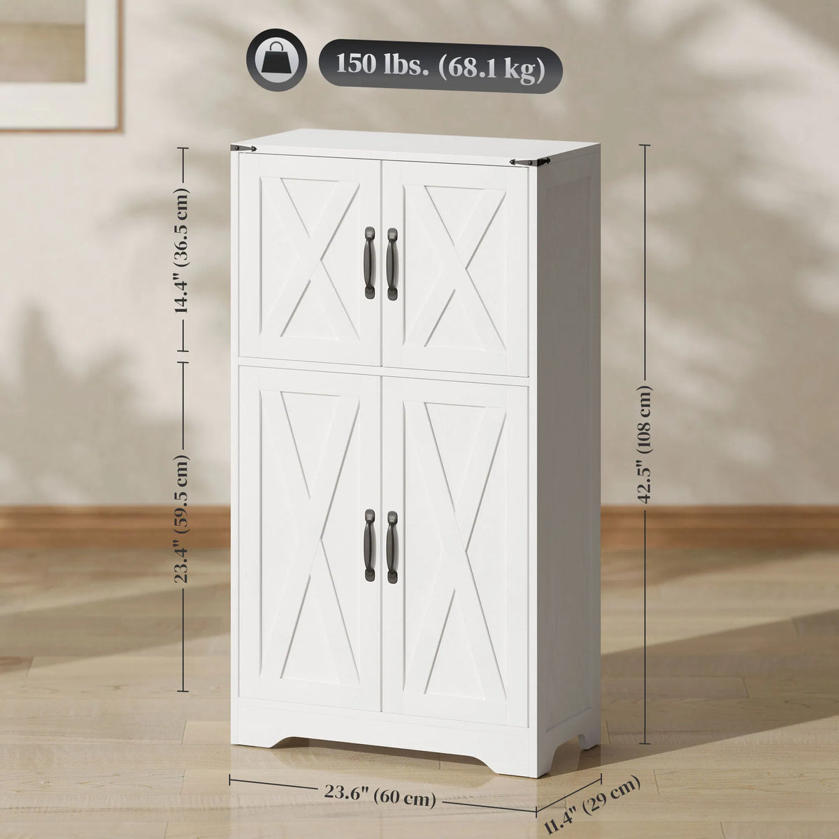 Farmhouse Kitchen Pantry Freestanding Kitchen Pantry Storage Cabinet with Barn - Image 5