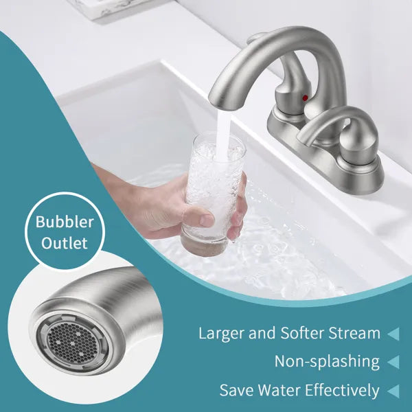 Bathroom Faucet 2 Handle Brushed Nickel with Aerator Swan Style 4 inch - Image 4