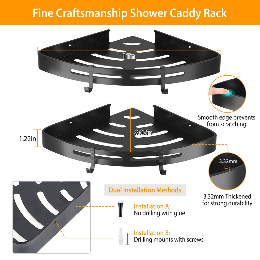 2pcs corner shower caddy shelf product angle 5