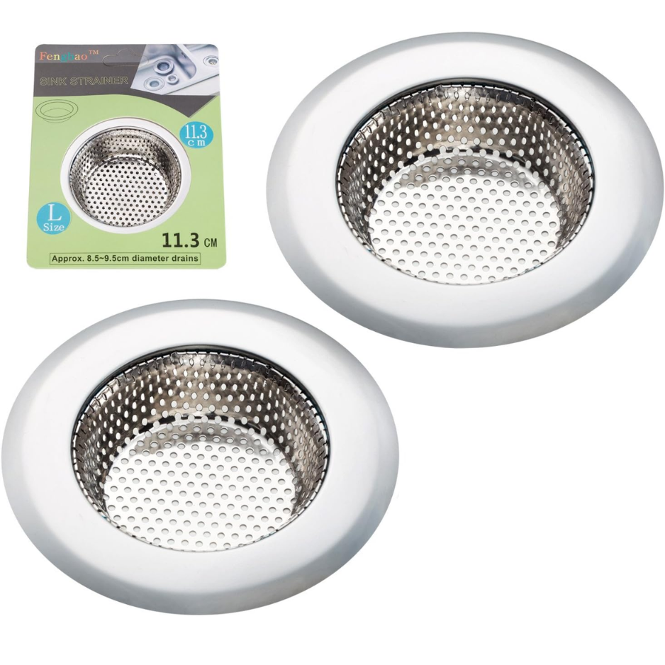 Fengbao 2 Piece Stainless Steel Kitchen Sink Strainer 4.5 Large Wide Rim Drain - Image 3