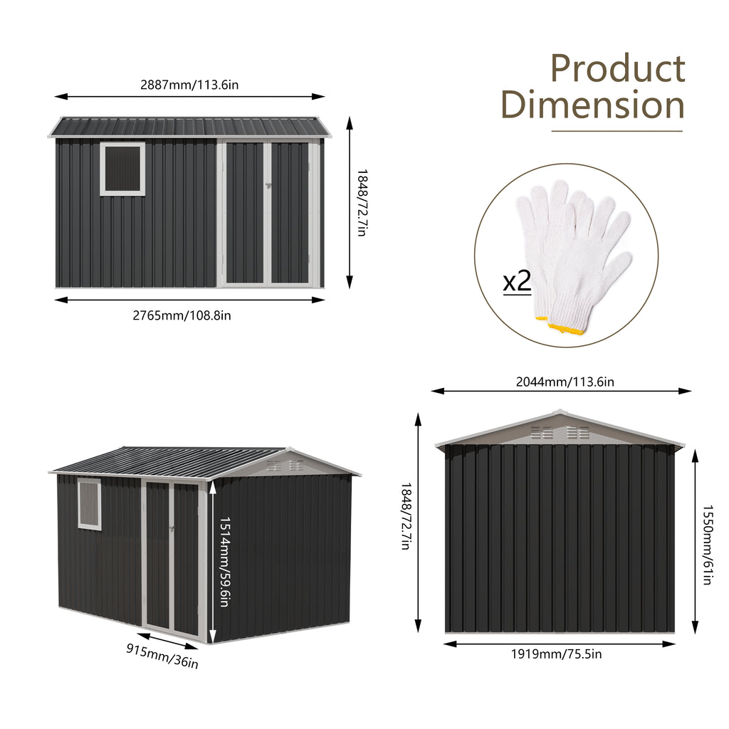 9x6 Outdoor Metal Storage Shed