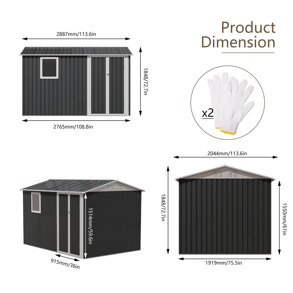 9x6 Outdoor Metal Storage Shed