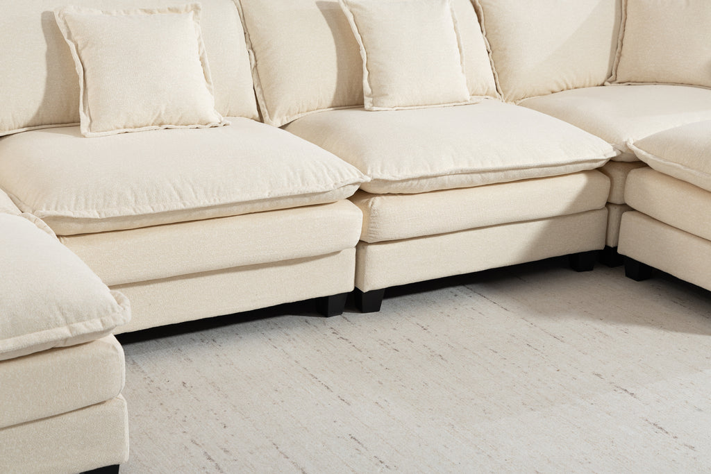 Modern 4seats with 2ottoman 149.61"Sectional Sofa with Waist Pillows 4 seat - Image 2