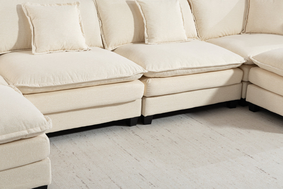 Modern 4seats with 2ottoman 149.61"Sectional Sofa with Waist Pillows 4 seat - Image 2