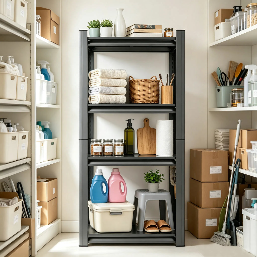 4 Tier Adjustable Metal Storage Shelving Unit Black Heavy Duty Rack for - Image 2