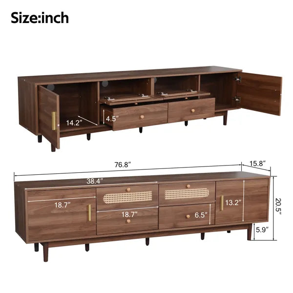76" TV Stand with Drawers for Living Room/Bedroom Modern Chic Entertainment - Image 3