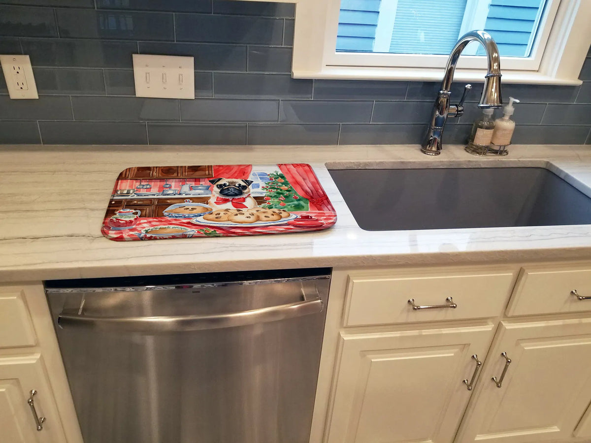 Pug Christmas Cookies Dish Drying Mat Absorbent Dish Drying Mat Pad for Kitchen - Image 5
