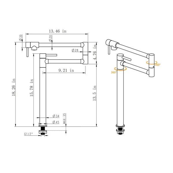 Pot shaped packing faucet with extended handle - Image 2