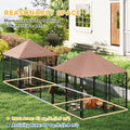 Outdoor Dog Kennel with 2 Rooms Rotating & Adjustable Height Bowls Waterproof