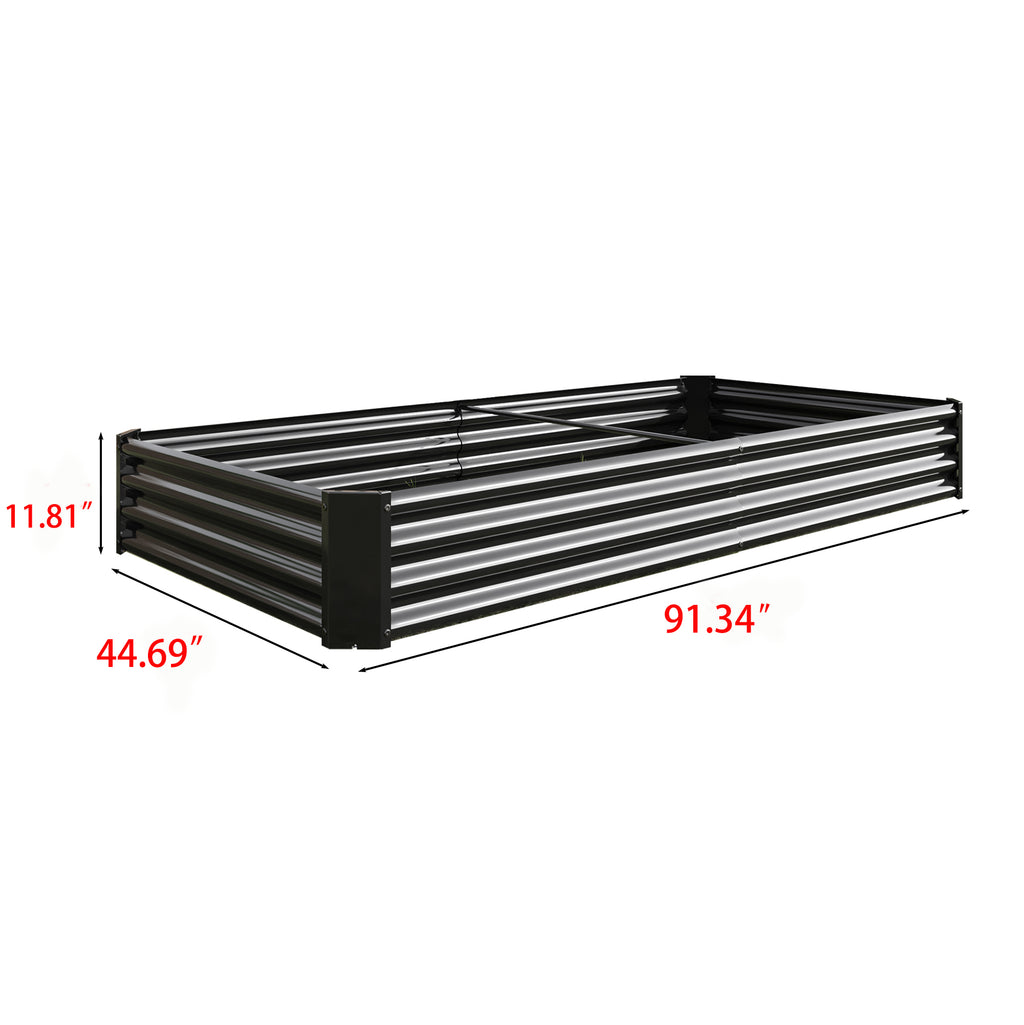 2PCS Black 8×4×1ft Metal Raised Rectangle Garden Planter Beds - Image 2