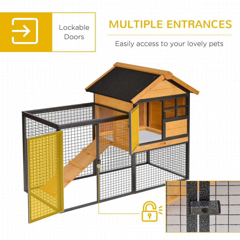 Wood Metal Large Rabbit Hutch Bunny Cage Pet House Small Animal Habitat with - Image 4