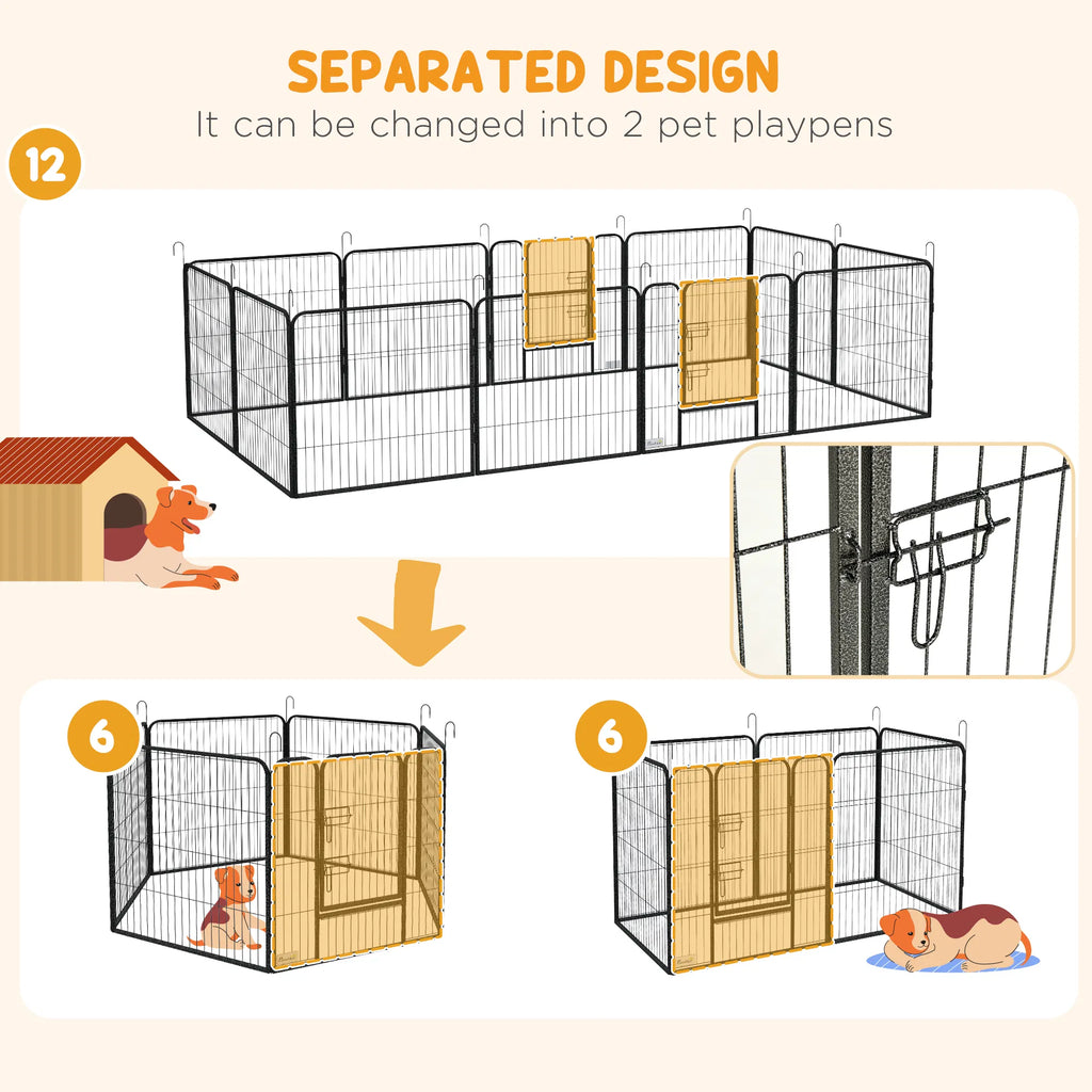 Dog Pen with Gate 12 Panels Puppy Playpen Dog Fence 31.5"H