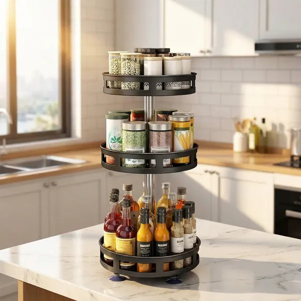 3-tier rotating spice rack organizer main view