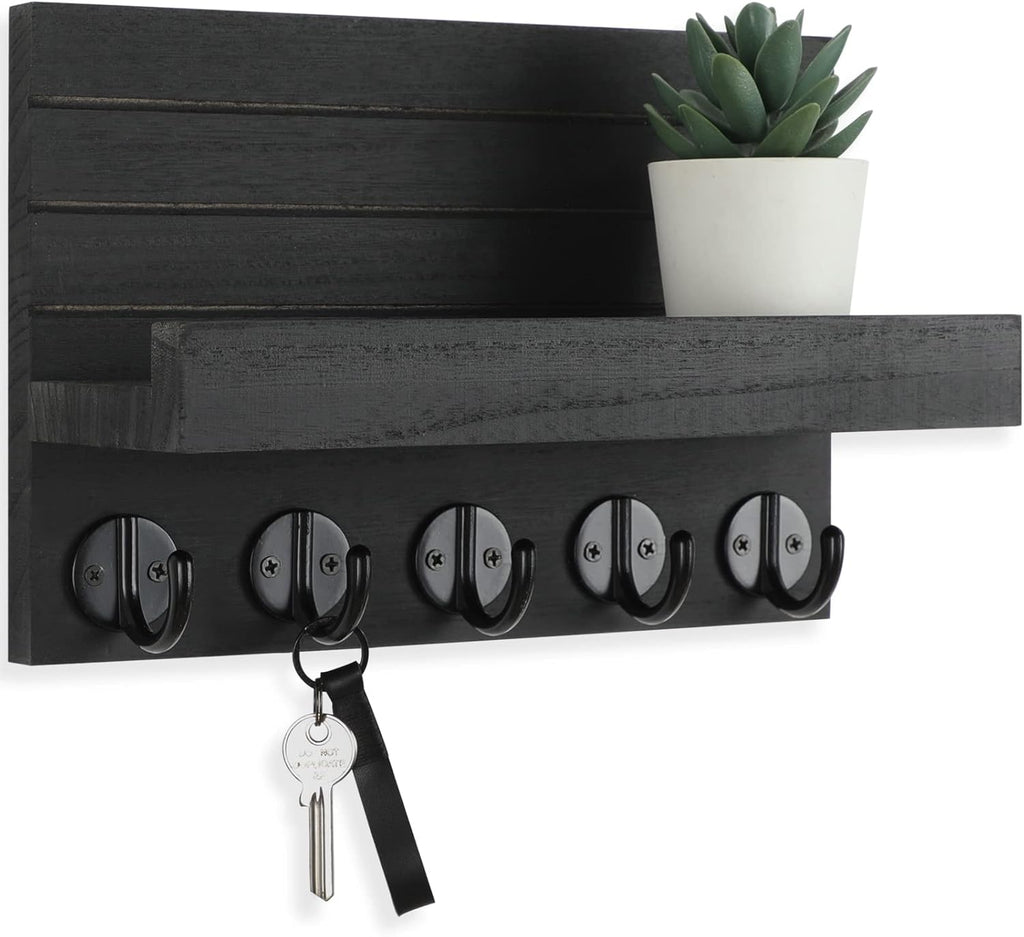 wall-mounted key holder with mail sorter shelf product view