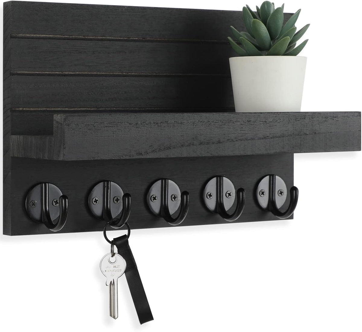 wall-mounted key holder with mail sorter shelf product view