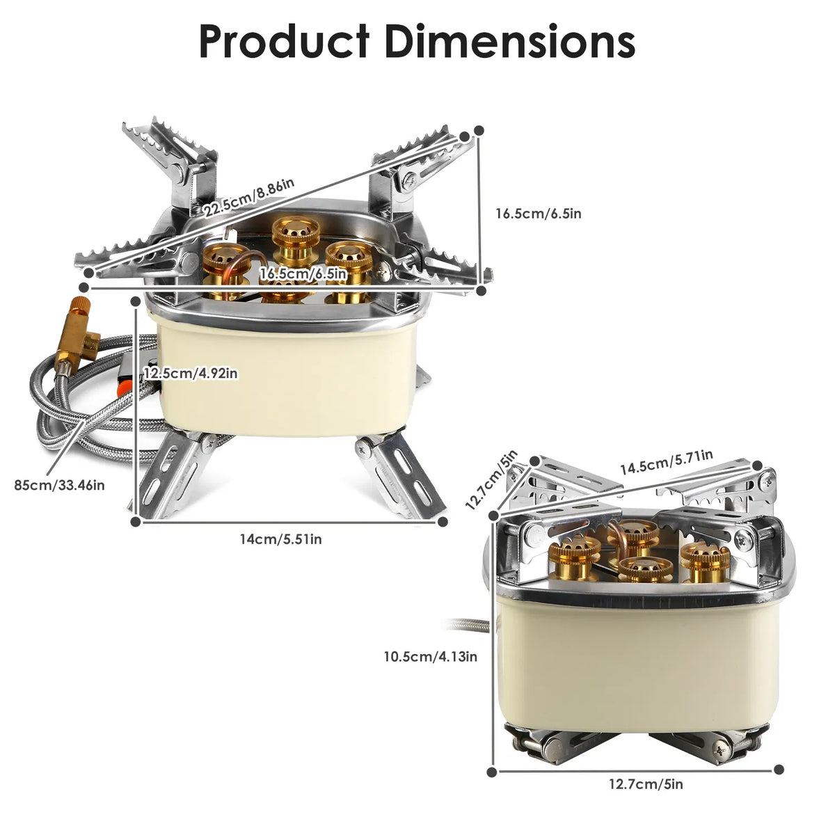 13000W Portable Windproof Camping Stove Five head Gas Cooking Burner with Piezo - Image 5