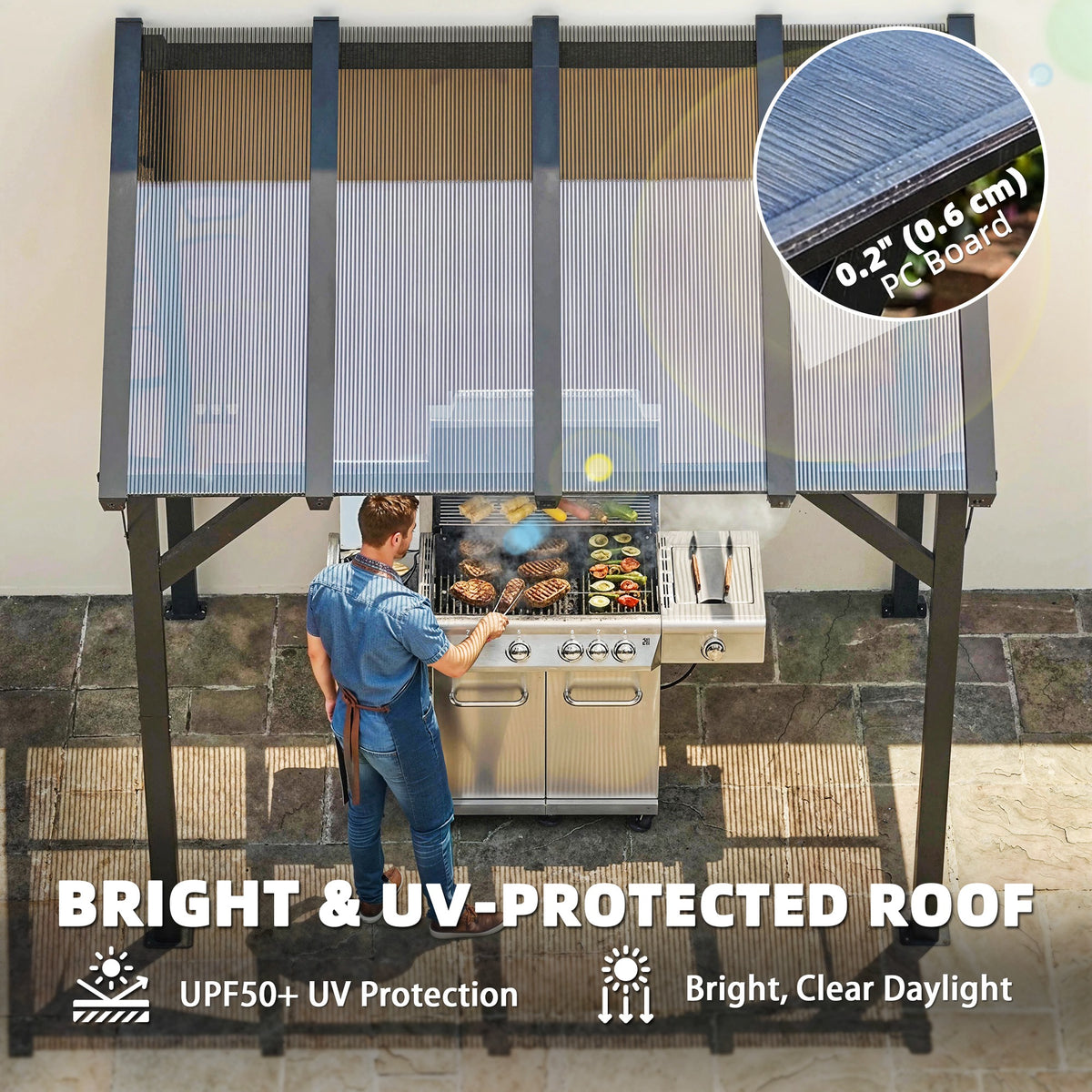 hardtop lean-to grill gazebo with polycarbonate roof product view 6