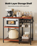 Kitchen Bakers Rack 35 Inch Width Stand With Shaped Support Bar Hooks Multi - Main View